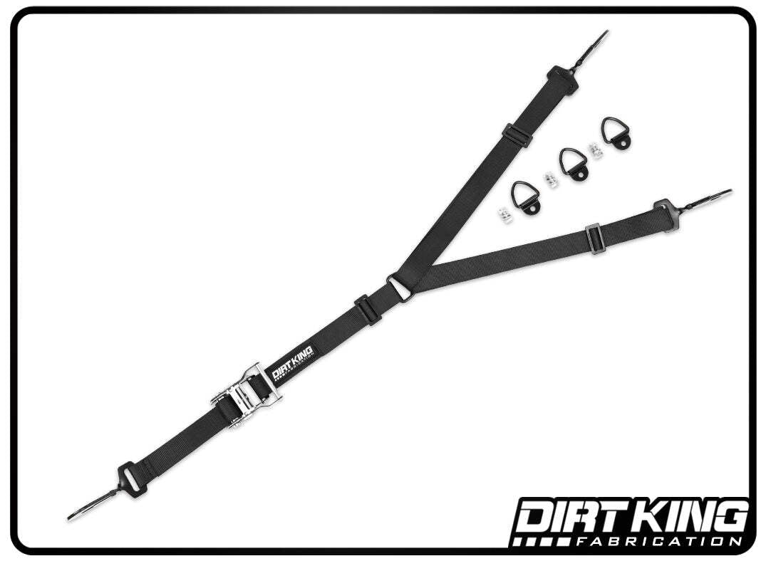 Dirt King 3 Way Spare Tire Strap & Mounts Twisted Hooks Universal DK-17570F-KT