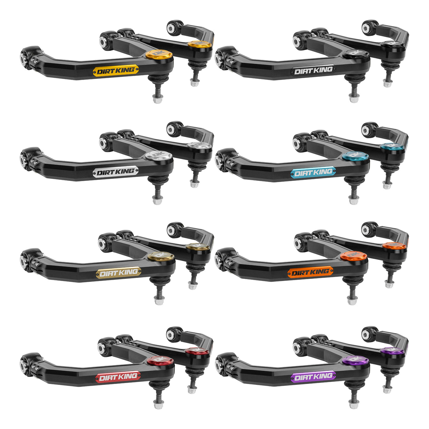 Dirt King Billet Upper Control Arms - Rod Ends - Black Anodize - Bronze Caps & Badges for 2007-2021 Toyota Tundra All (DK-815923A-BZ) image 4