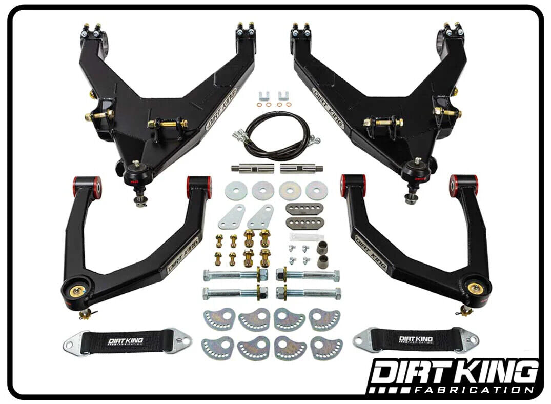 Dirt King L/T Kit w/ Bushing Upper Arms for Chevy GMC 1500 2019-2024 DK-636908-B