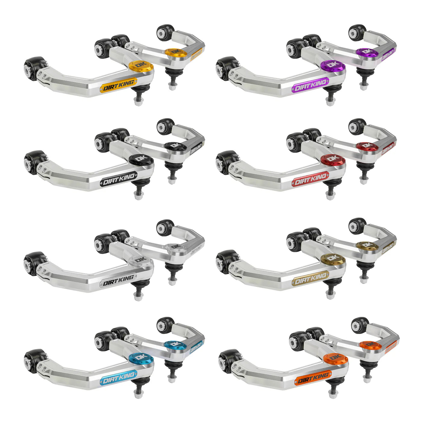 Dirt King Billet Upper Control Arms - Rod Ends - Clear Anodize - Bronze Caps & Badges for 2007-2021 Toyota Tundra All (DK-815923C-BZ) color options hero image