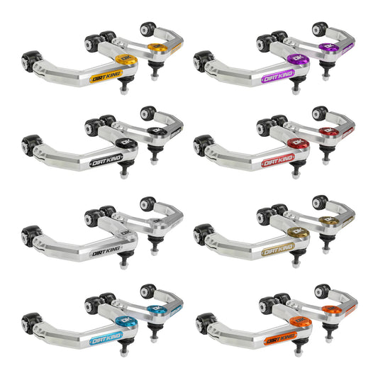 Dirt King Billet Upper Control Arms - Rod Ends - Clear Anodize - Bronze Caps & Badges for 2007-2021 Toyota Tundra All (DK-815923C-BZ) color options hero image