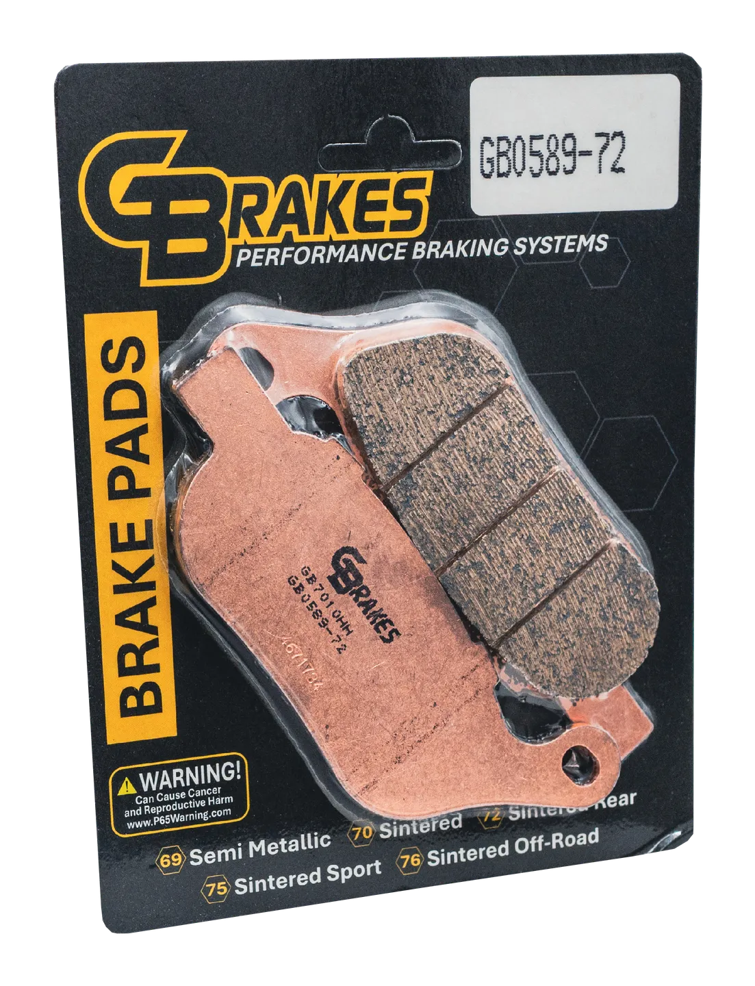 GBrakes Performance Brake Pads Rear – for Street Motorcycles (GB0589-72)