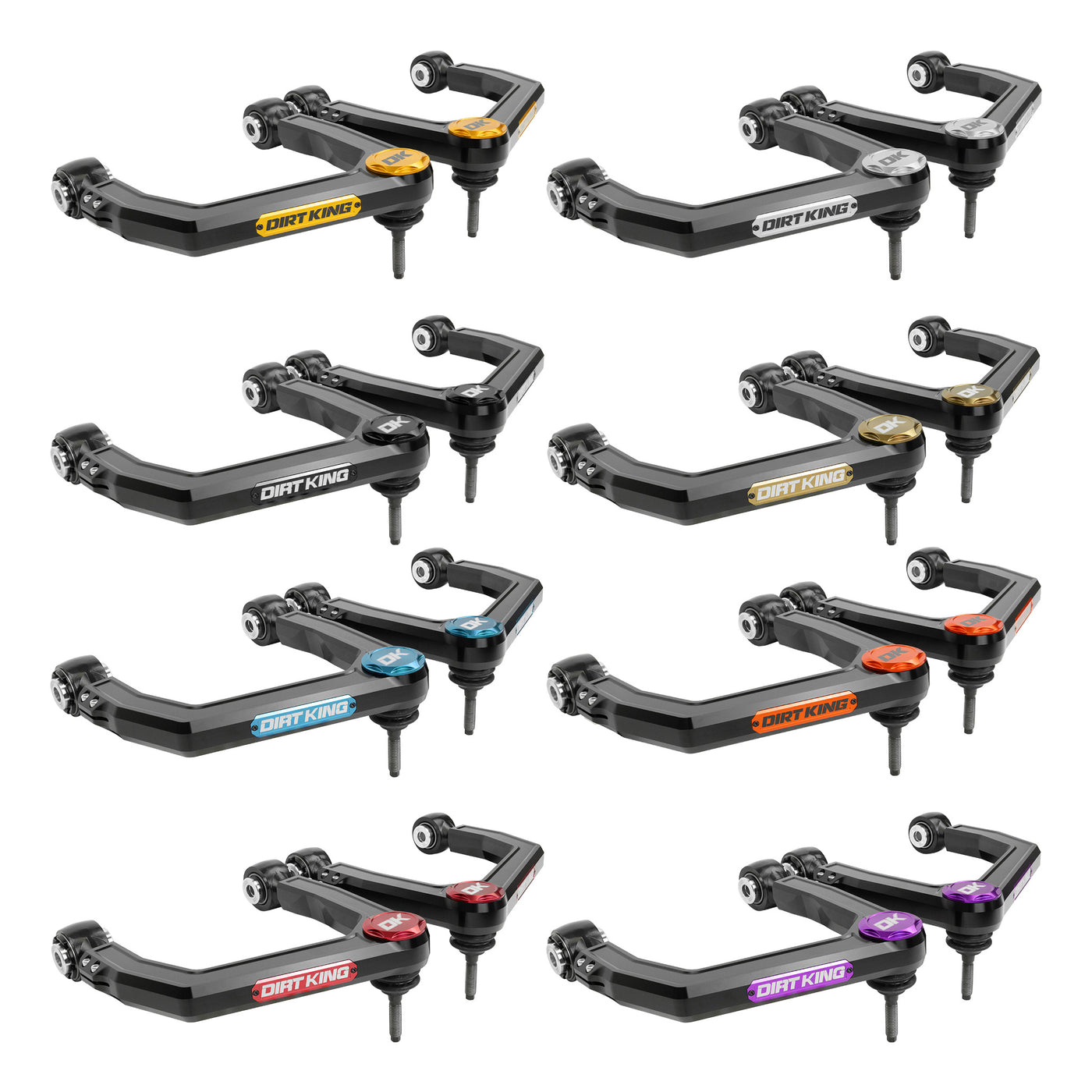 Dirt King Billet Upper Control Arms - Rod Ends - Black Anodize - Blue Caps & Badges for 2022-2025 Toyota Tundra All (DK-816923A-BL) image 4