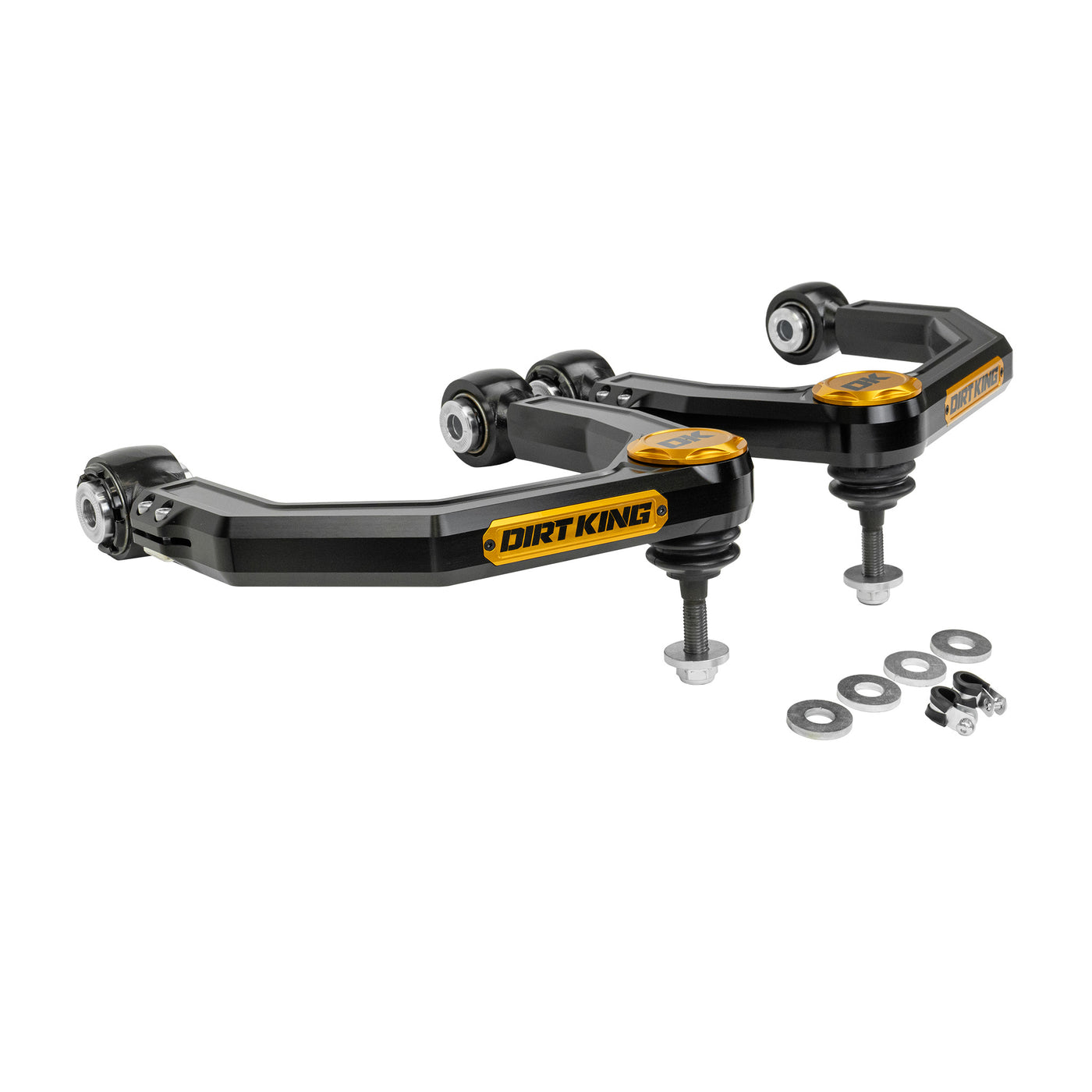 Dirt King Billet UCA's Black Ano Gold Caps Toyota Tacoma 2024-2025 DK-817923B-GD