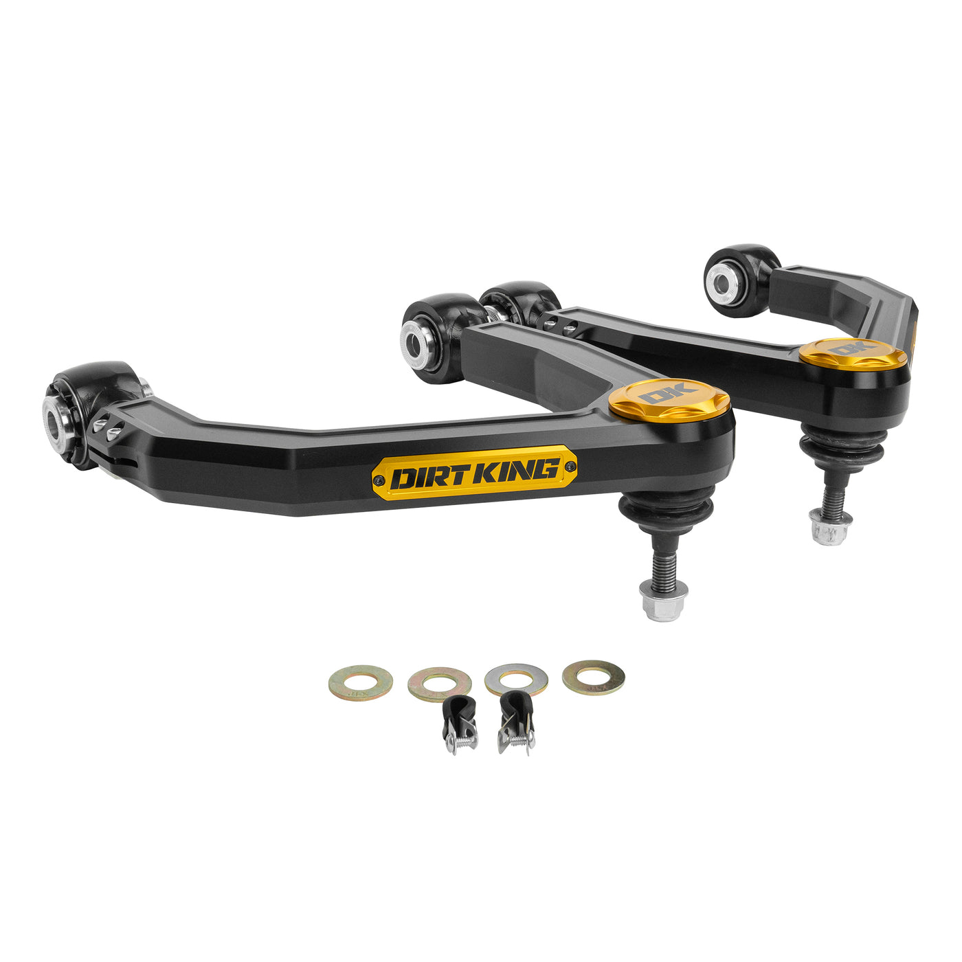 Dirt King Billet Upper Control Arms - Rod Ends - Clear Anodize - Clear Caps & Badges for 2007-2021 Toyota Tundra All (DK-815923C-CL) image 1