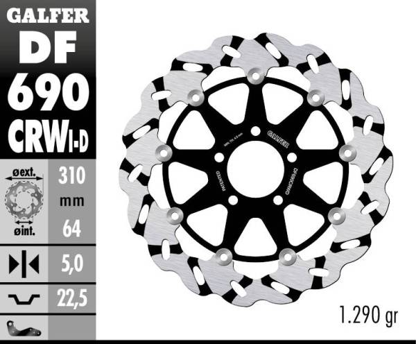 Galfer - Galfer 310mm Superbike Wave® Rotor - Right Side Directional - DF690CRWD