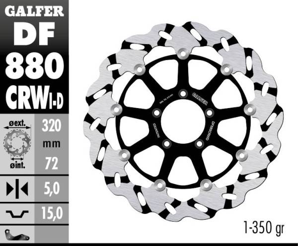 Galfer - Galfer 320mm Superbike Wave® Rotor - Right Side Directional - DF880CRWD