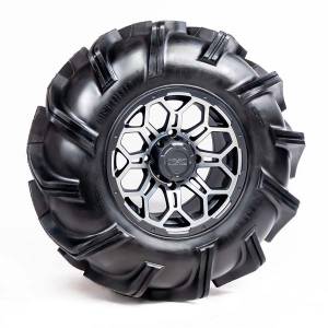 Pre-Mounted - 29.5-9-14 Outlaw 3 Tire with Soar HC-8S 14x7 4/137 5+2 Silver and Gun Metal Gray Wheel 8012214OUTLAW3295X9X - A20-309